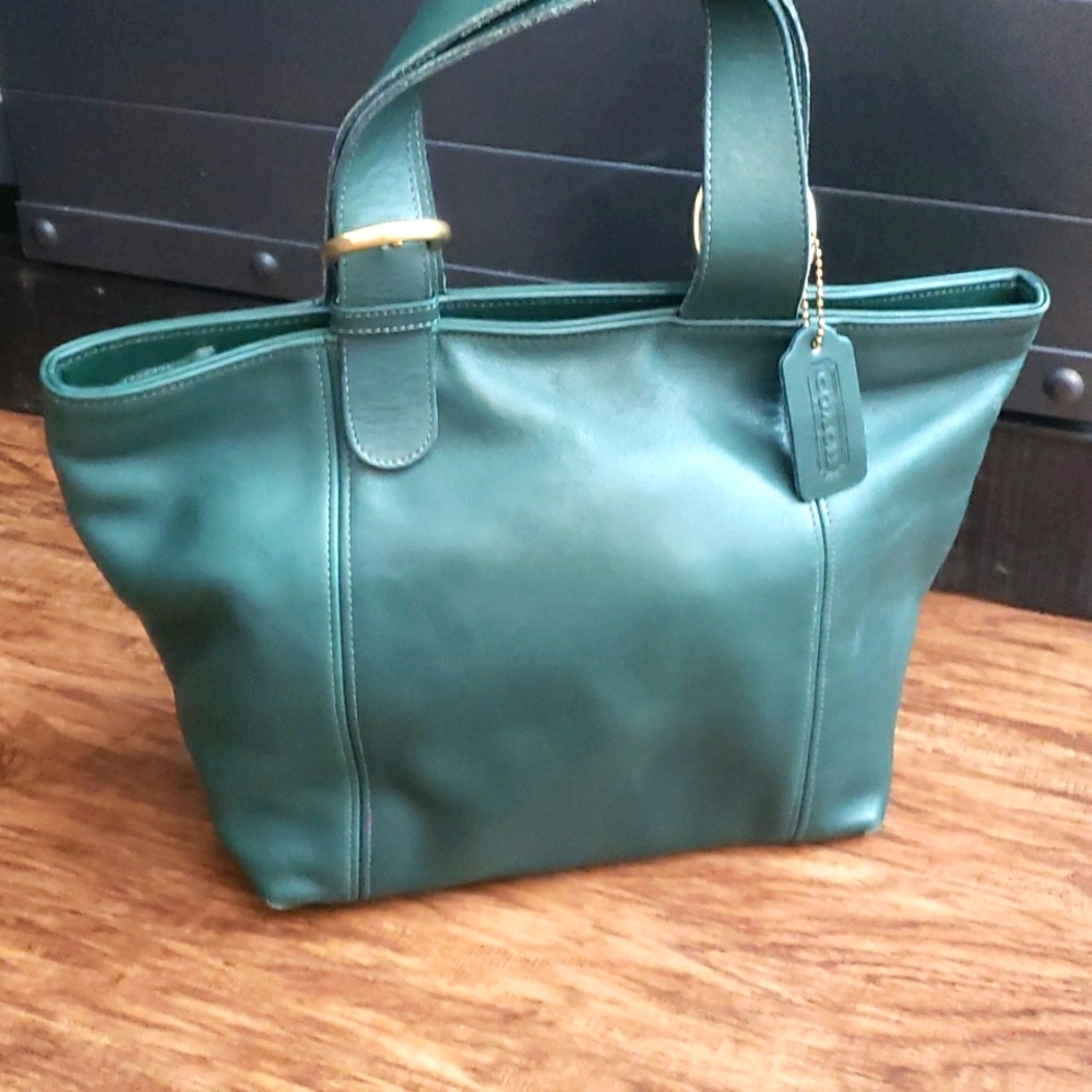 Vintage Leather Emerald Green Coach Bag